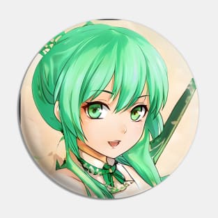 Green Hair Anime Girl Pin