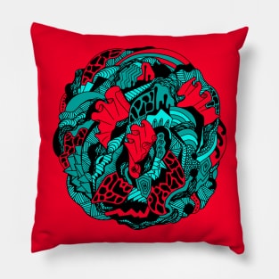 Turqred Abstract Wave of Thoughts No 1 Pillow