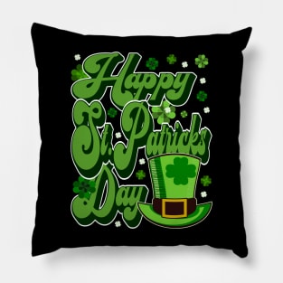 Happy St Patrick's Day Typography Holiday Green Pillow