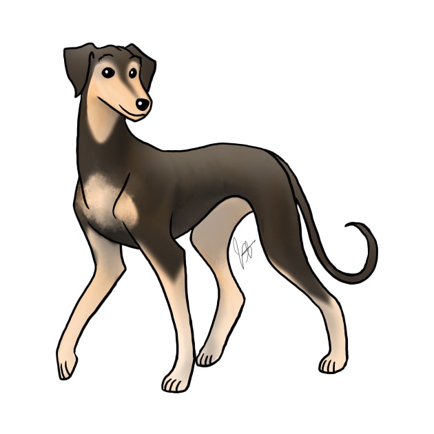 Dog - Saluki - Smooth Coat Black and Tan by Jen's Dogs Custom Gifts and Designs