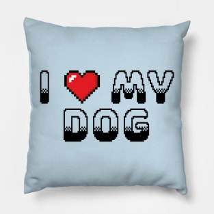 I Heart My Dog Classic Video Game Graphic Black Pillow