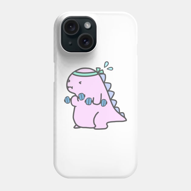 Kawaii Pink Chubby Dinosaur Workout Phone Case by Marinaaa010