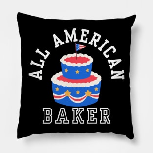 ALL AMERICAN BAKER PATRIOTIC 4TH OF JULY USA CAKE BAKING TEE Pillow