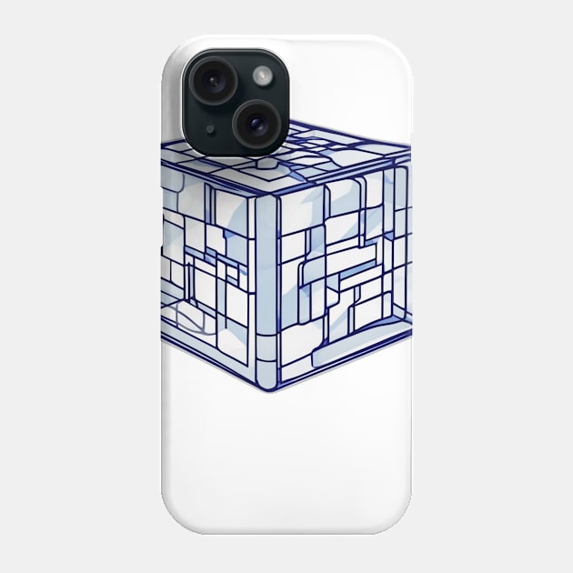 Rubic Cube Blue Shadow Silhouette Anime Style Collection No. 392 Phone Case by cornelliusy