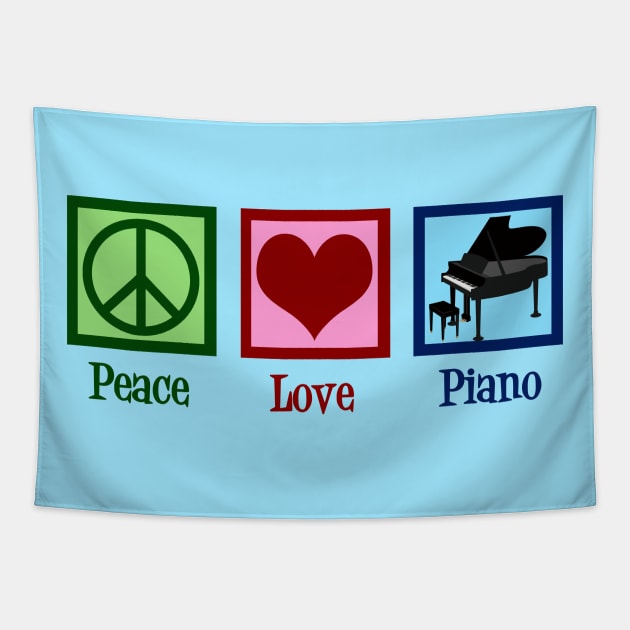 Peace Love Piano Tapestry by epiclovedesigns