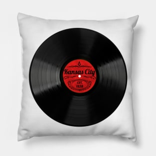 Kansas City Gift Retro Musical Art Vintage Vinyl Record Design Pillow