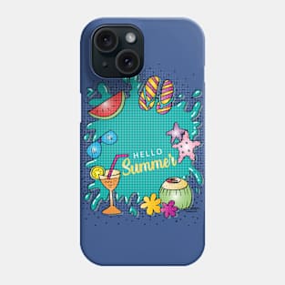 Summer banner concept. Hand drawn hello summer background Phone Case