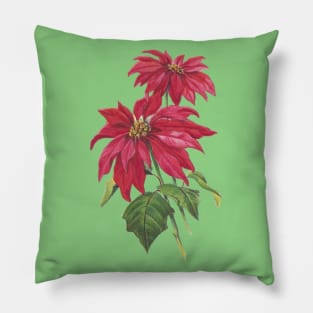 Vintage Blooming Christmas Poinsettia Pillow