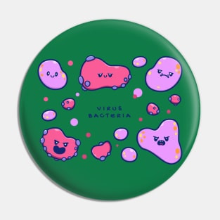 Cute Virus And bacteria Cartoon Pin