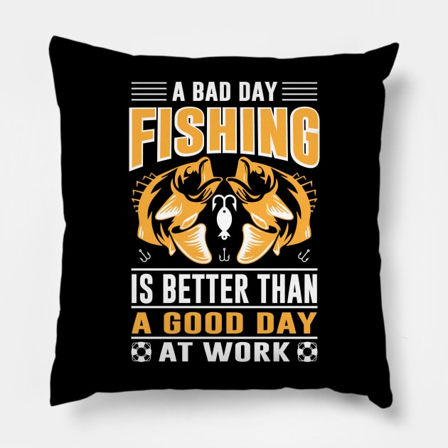 Fishing T -  shirt Design Pillow by Shuvo Design