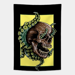 octopus with skull mask Tapestry