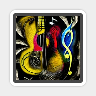 Abstract Image Of Musical Symbols Magnet