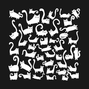 White cats on black T-Shirt