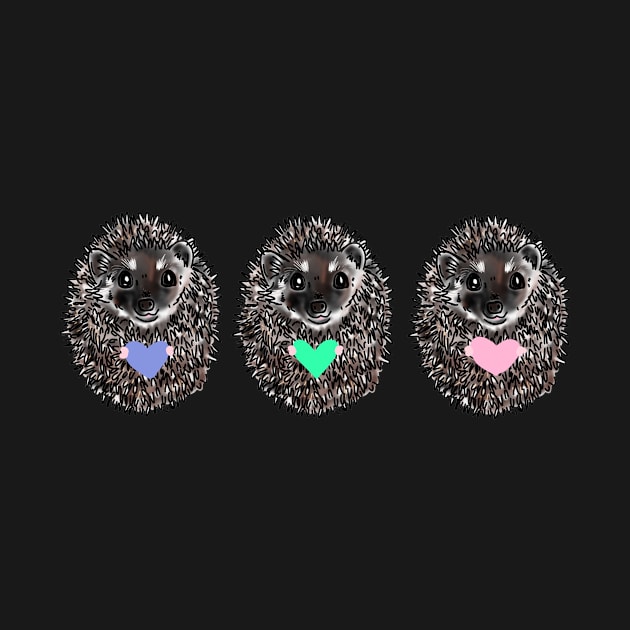 Three Little Hedgehogs with Hearts by HappyPawtraits