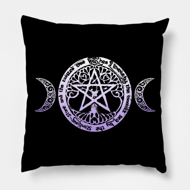 Wiccan & Pagan Sacred Gifts Nature Pentacle Tree of Life and Crescent Moons Pillow by BeesEz