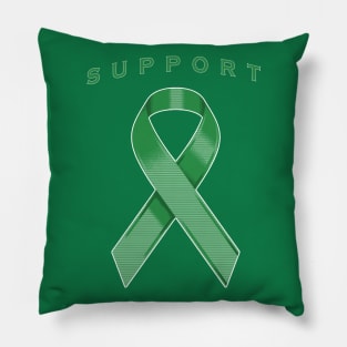 Green Awareness Ribbon Pillow