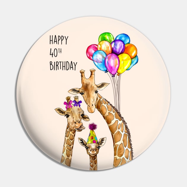 Giraffe 40th birthday Pin by Poppy and Mabel