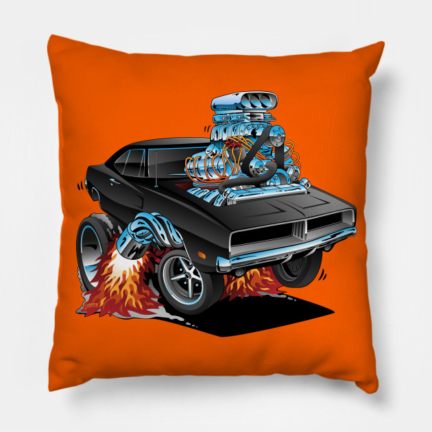 Classic 69 American Muscle Car Cartoon Muscle Car Pillow