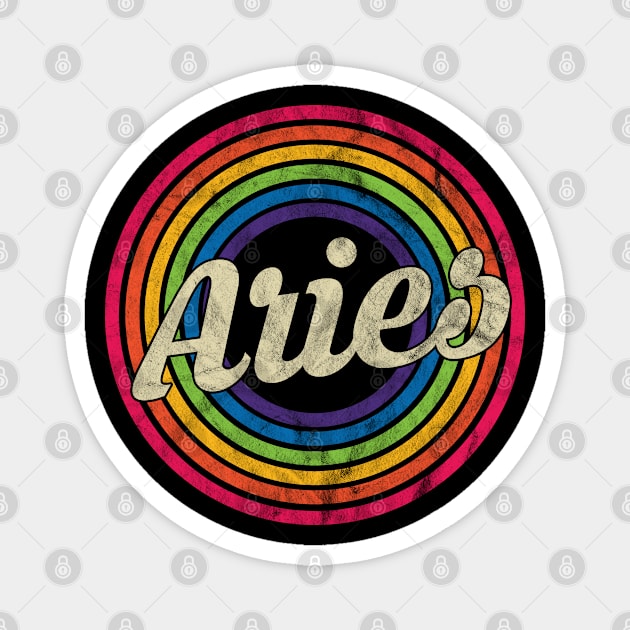 Aries - Retro Rainbow Faded-Style Magnet by MaydenArt