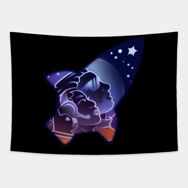 Black Astronauts Podcast Rocket Logo Tapestry by Black Astronauts Podcast Network Store