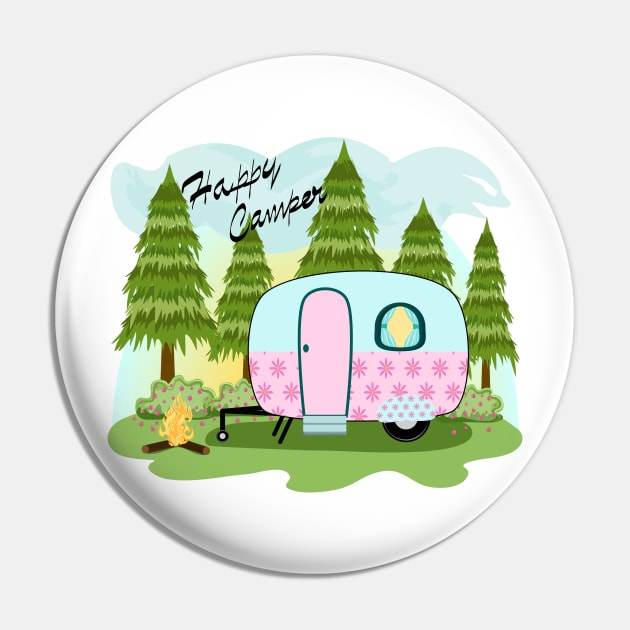 Happy Camper Pin by Designoholic