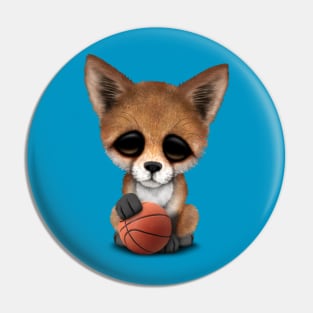 Cute Baby Fox Playing With Basketball Pin