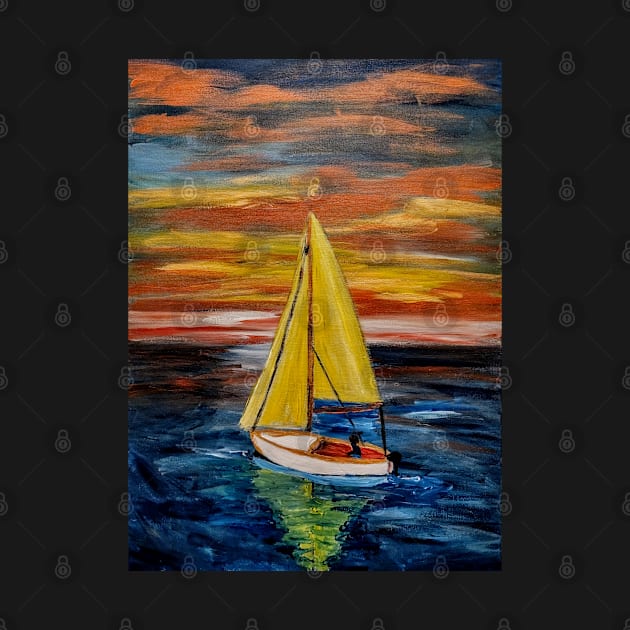 Out sailing at sunset. by kkartwork