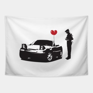 Policeman & driver in NA Miata Tapestry