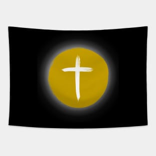 Christian Cross Solar Eclipse - Gold Edition Tapestry