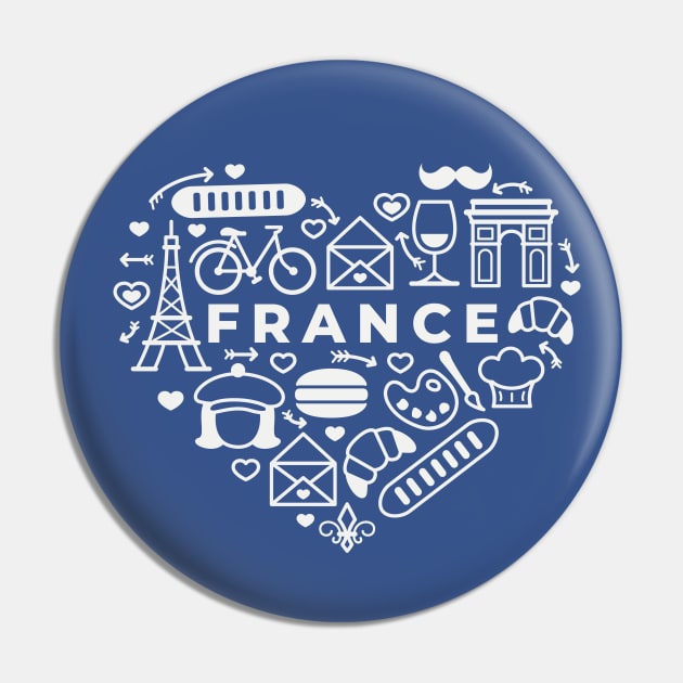 French Icons in a Heart Shape // France Pride Pin by Now Boarding