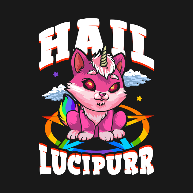 Hail Lucipurr Cat Rainbow Unicorn Kitty Satanic by theperfectpresents