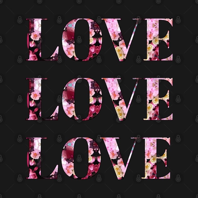 Three Times Love in Floral Font Design by mebcreations