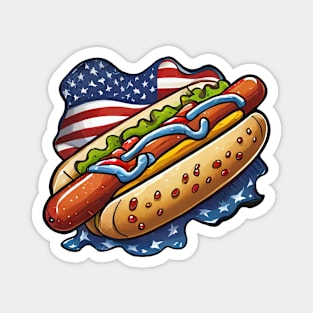 American Flag Hot Dog Magnet