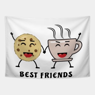 Best Friends - Cookie And Coffee - Funny Character Illustration Tapestry