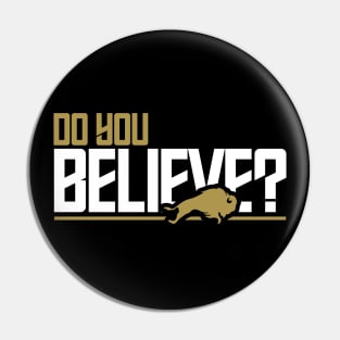 Retro Do You Believe Now? // Black and Gold Pin