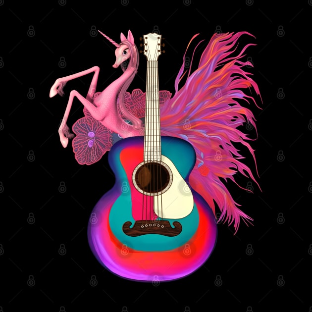 Pink Unicorn and Guitar by 2HivelysArt