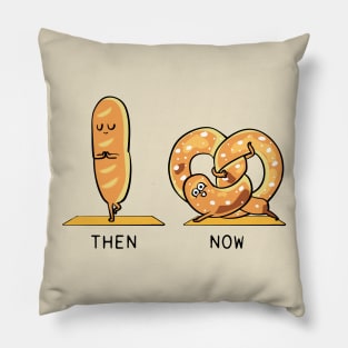 Bread Yoga Then and Now Pillow