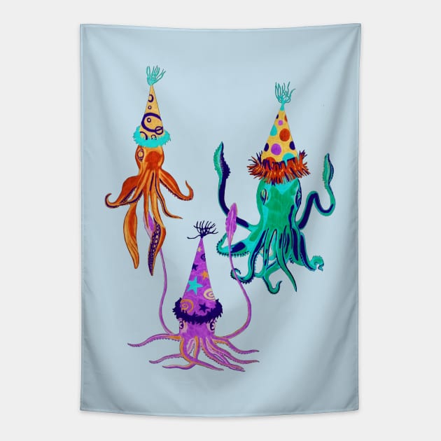 Party Squids Tapestry by RaLiz