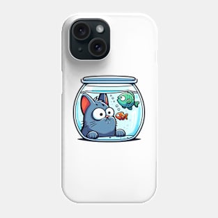 Cat and fish - cartoon style Phone Case