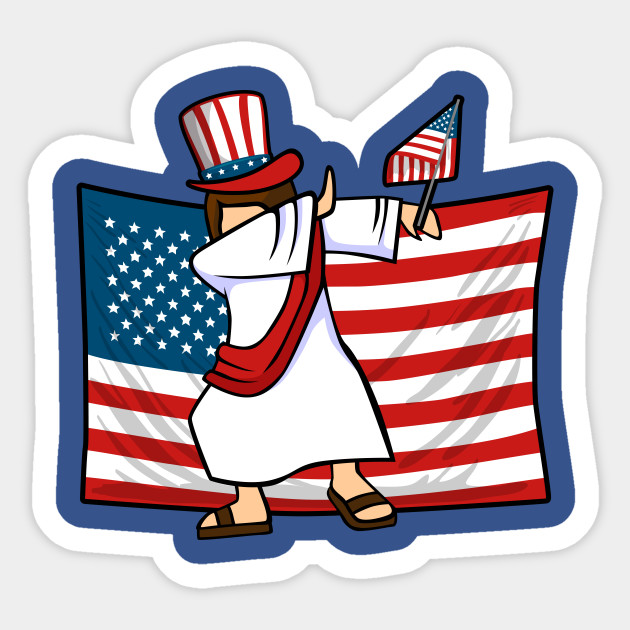 Patriotic Dabbing Jesus - Funny Jesus - Sticker