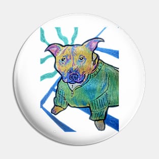 Shiny Staffy - Traditional Art - Metalic Paint. Pin