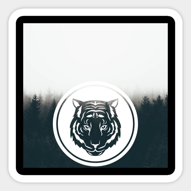 Tiger head with a cool forest background - Tiger Head - Sticker