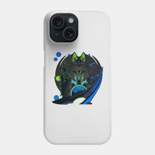 Wolf cartoon style wild animal with forest background Phone Case