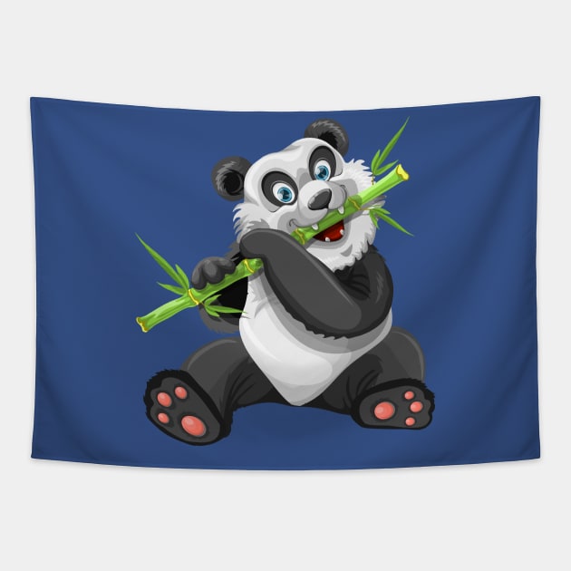 Panda Eating Bamboo Tapestry by Mako Design 