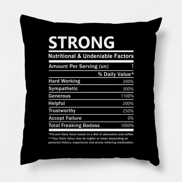 Strong Name T Shirt - Strong Nutritional and Undeniable Name Factors Gift Item Tee Pillow by nikitak4um