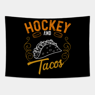 Hockey and tacos funny gift Tapestry