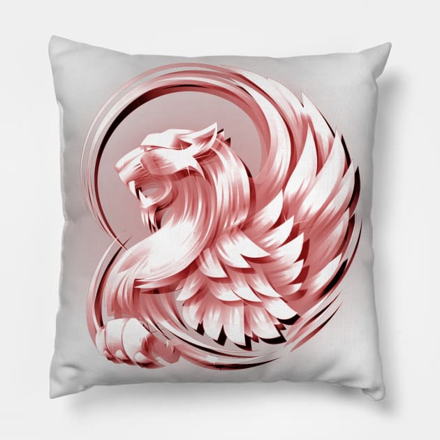 Red Royal Lion Pillow by Ashygaru