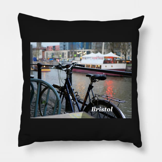 Cycle at Bristol Harbour England UK Pillow by fantastic-designs