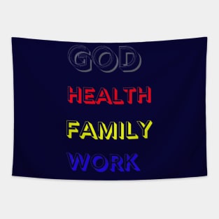 God Health Family Work Tapestry