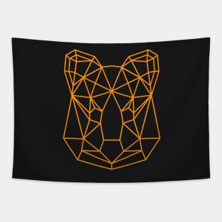 Orange Geometric Quokka Line Art Tapestry